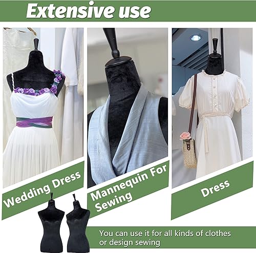 Miniatura 6 de Maniquí, forma de vestido, maniquí de costura femenina, torso con soporte ajustable de 59 a 67 pulgadas, cuerpo de maniquí ajustable para mostrador