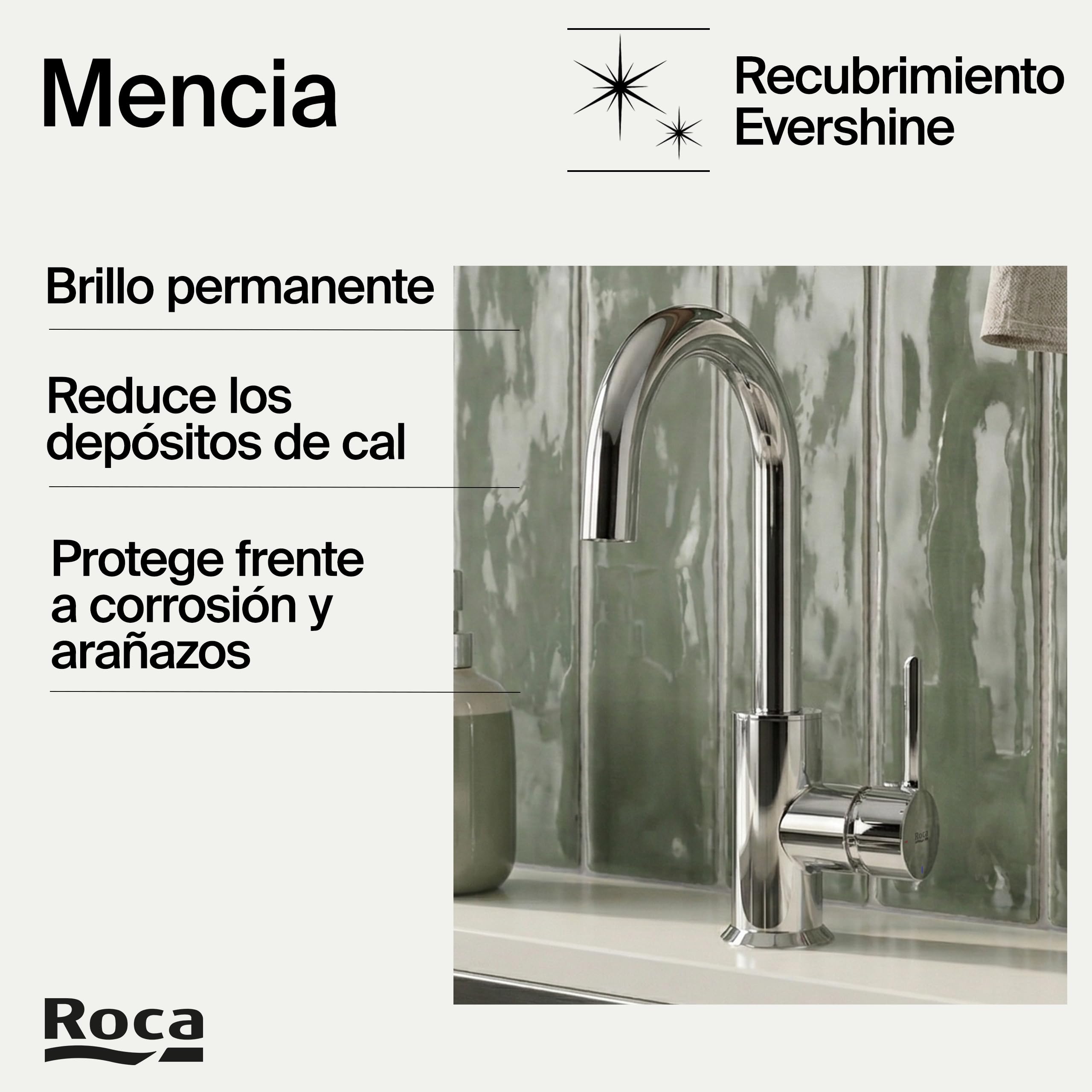 Roca,Mencia,Grifería monomando para cocina con caño giratorio, Cold Start. Cromado,A5A7409C00