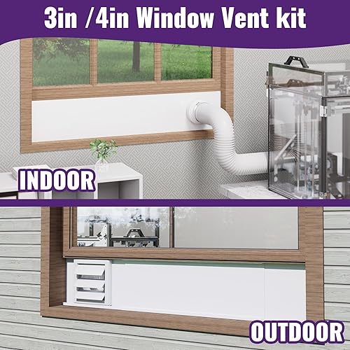 Miniatura 9 de Mxclimate Kit de ventilación de ventana compatible con manguera de conductos de 3 pulgadas4 pulgadas para ventanas correderas, kit de sellado de