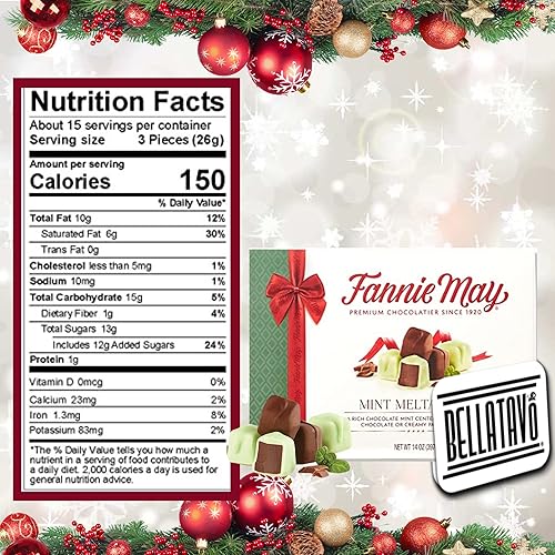 Miniatura 4 de Paquete variado de caja de regalo de chocolate navideño Incluye caja de dos 14 onzas de caramelo de chocolate navideño Fannie May más un imán de