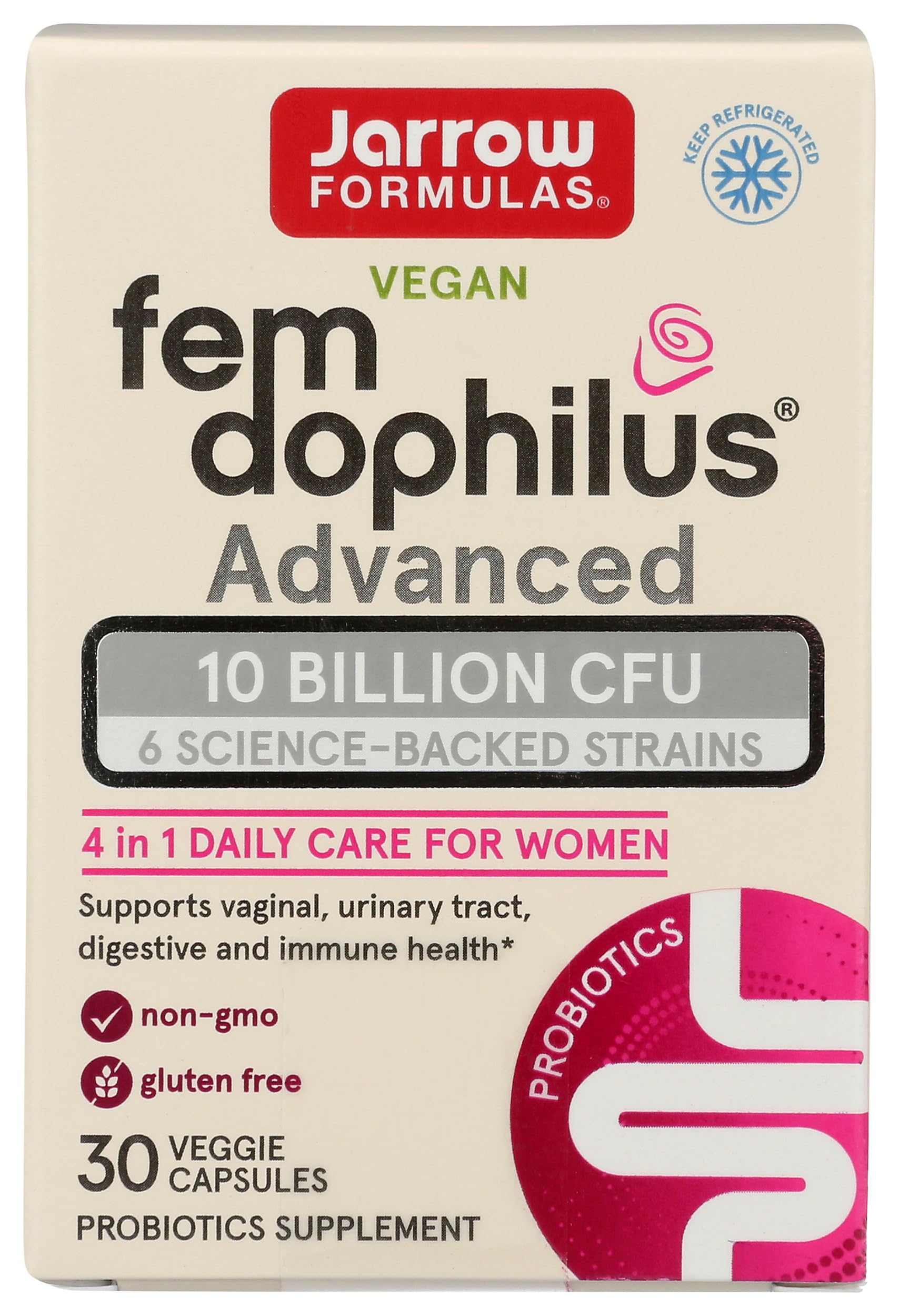 Jarrow Formulas, Fem Dophilus Advanced, 30 Count Original - Fem Dophilus Advanced 30 Count (Pack of 1)