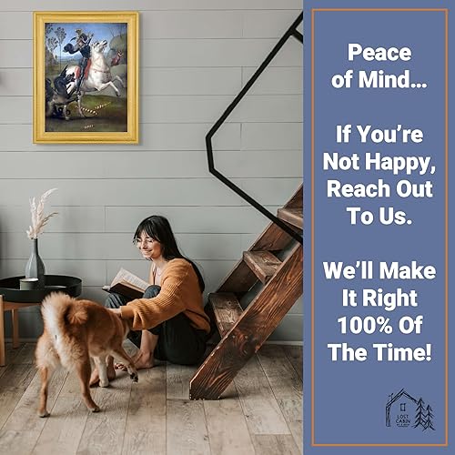 Vista 163 de Cabaña perdida de San Jorge y el dragón de Raphael Impresión en marco plano negro Reproducción de pintura de obras de arte fino Póster 2-San