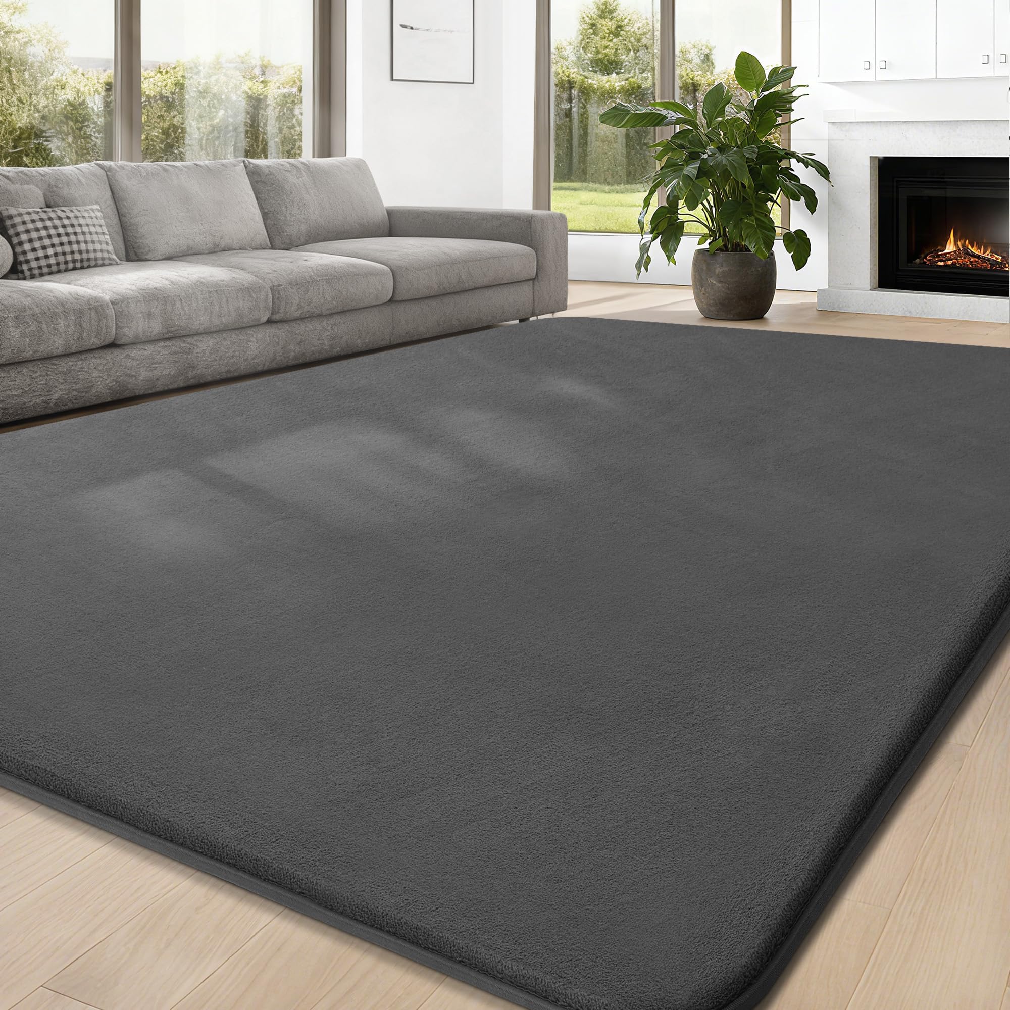JOJOSEE Carpet Rugs Living Room Large 160 X 230 cm, Anti Slip Large Rugs for Bedroom, Washable Area Rug Fluffy Shaggy Rugs for Living Room Kids Room Bedroom (Dark Grey, 160 X 230cm) — image 1