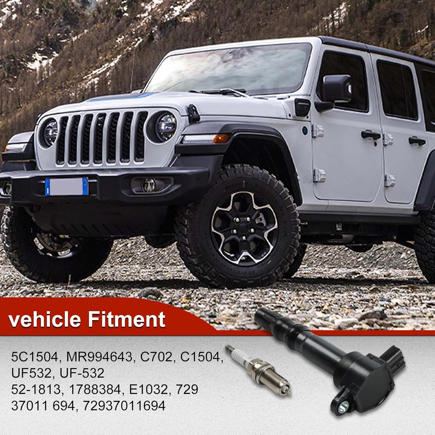 4pcs UF532 Ignition Coil Pack + 4pcs 3656 Iridium Spark Plugs for Eclipse 3.8L 2006-2012 Galant 3.8L 2007-2009 Outlander 2.4L 2004-2006 OE# UF532 MR994643 C702 GN10440 CUF532