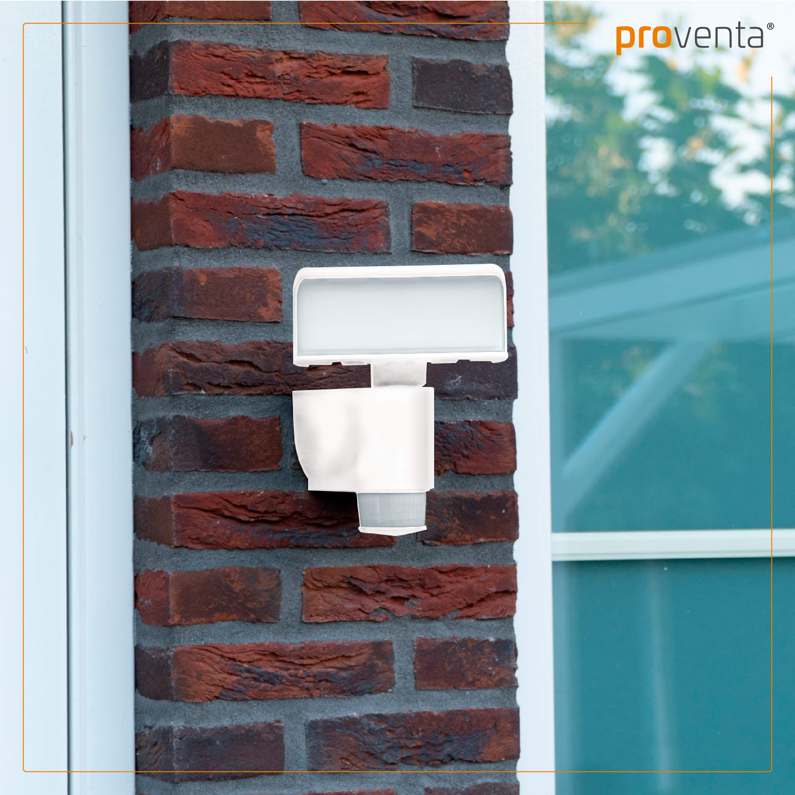 Proventa LED-Strahler, autom. Bewegungsverfolgung 180° Schwenkbereich 270°, Bewegungsmelder 4000K, 18W 1200 Lm, IP44, weiß