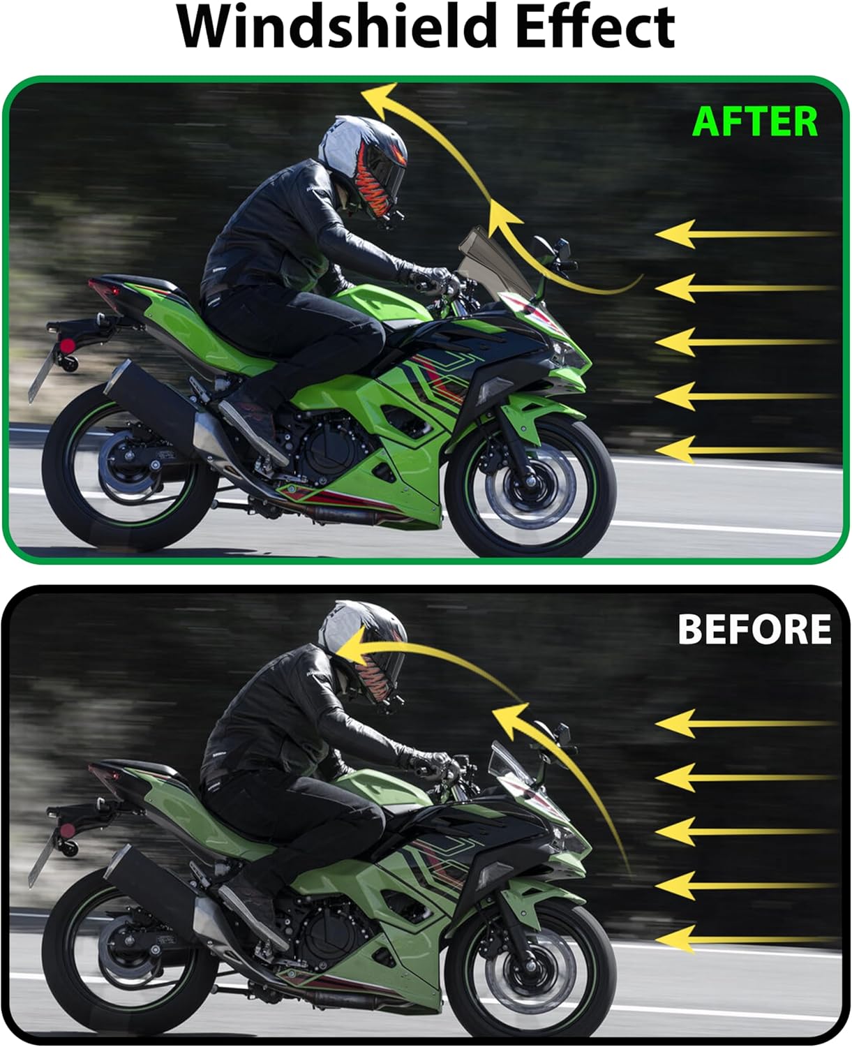 18.4" Windshield for Ninja 500 2024-2026, Dark Tinted Wind Shield Windscreen Air Deflector for Kawasaki Ninja 500 SE 2024-2026 Accessories