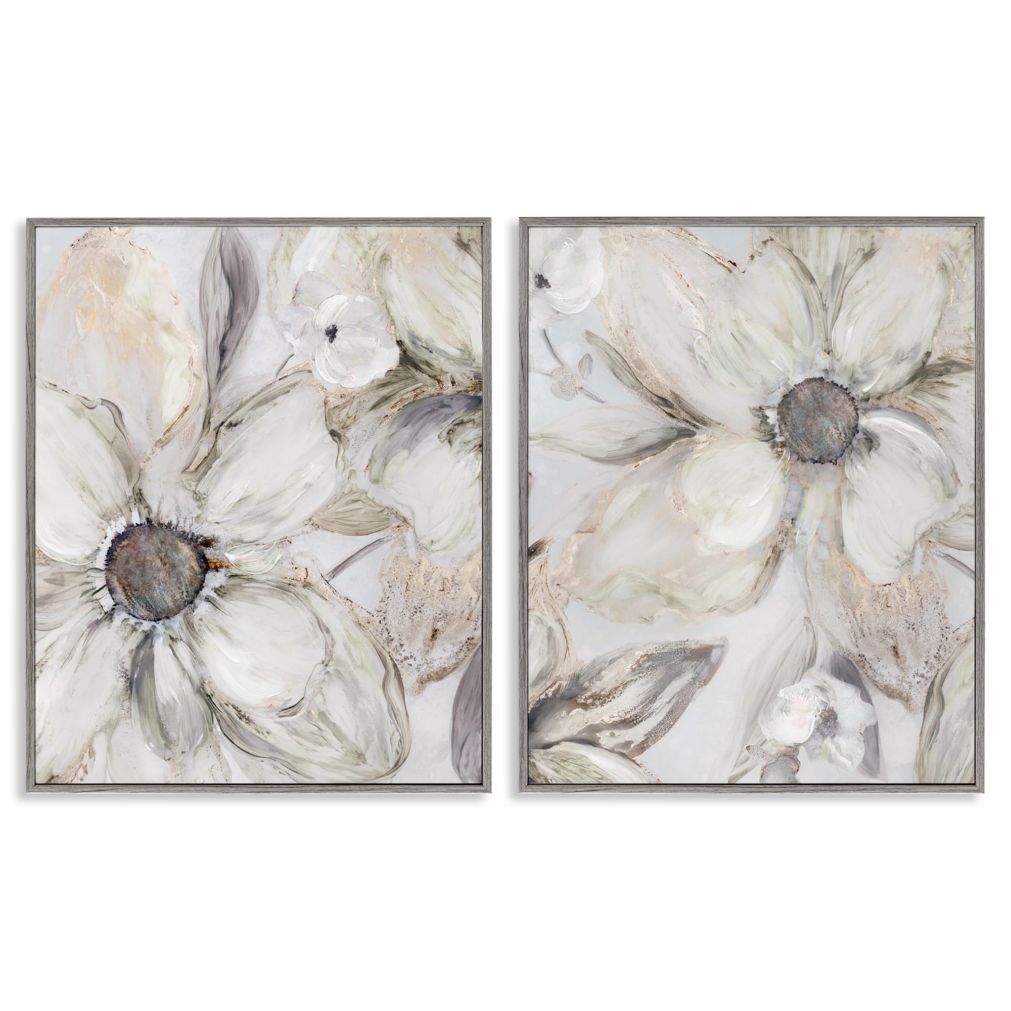 Stupell Industries Sandstone Tinted Blooms Floral Sandstone Tinted Blooms, 24 X 30 Inch Framed Giclée Print Set