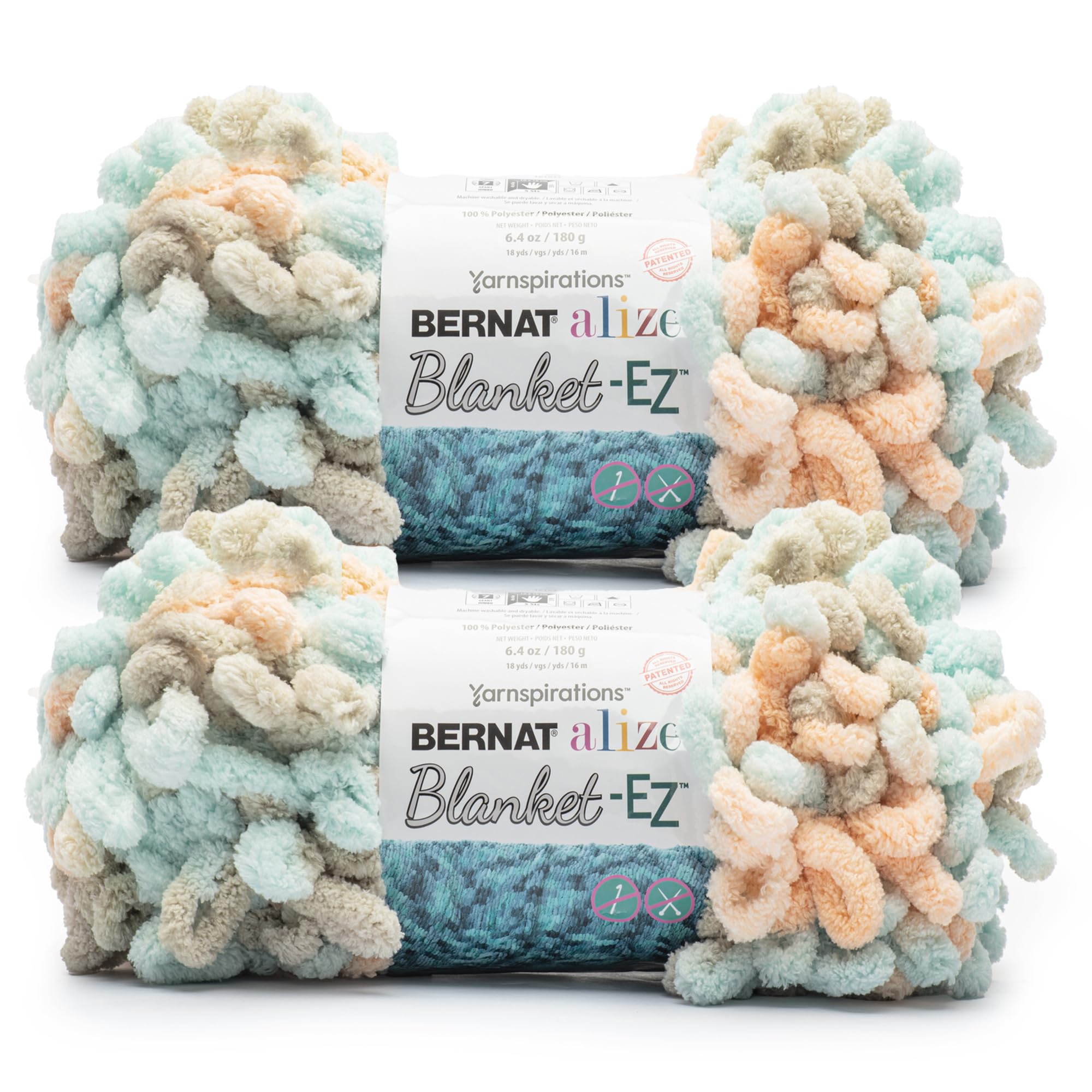 Bernat Alize Blanket Tangerine Pop Yarn - 2 Pack of 180g/6.4 oz - 100% Polyester - #7 Jumbo - 18 Yards - Chunky Yarn for Hand Knitting/Crochet