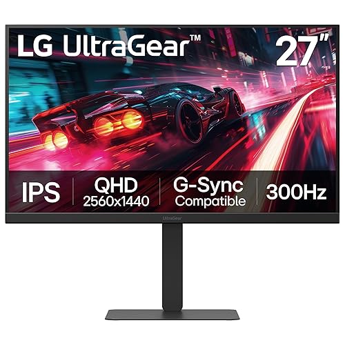 LG 27G640A-B 27-inch Ultragear QHD (2560 x 1440) IPS Gaming Monitor, 300Hz, 1ms, NVIDIA G-Sync, AMD FreeSync Premium, VESA DisplayHDR 400, HDMI 2.1, USB Type-C, Tilt/Height/Swivel/Pivot Stand, Black