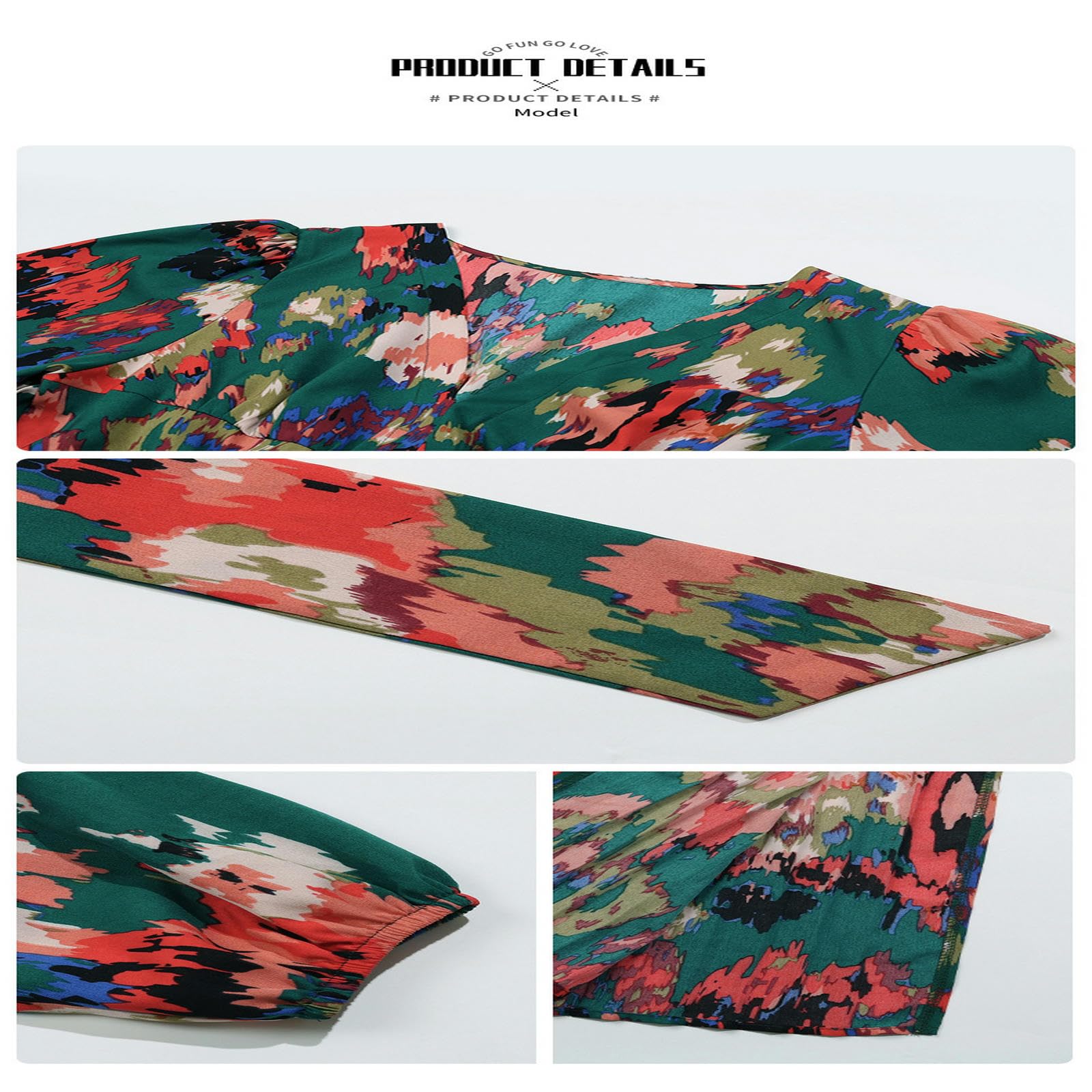 Vestido largo de gasa de manga larga con cuello en V, elegante vestido de fiesta floral fluido, para mujer. YYEFNMAZ