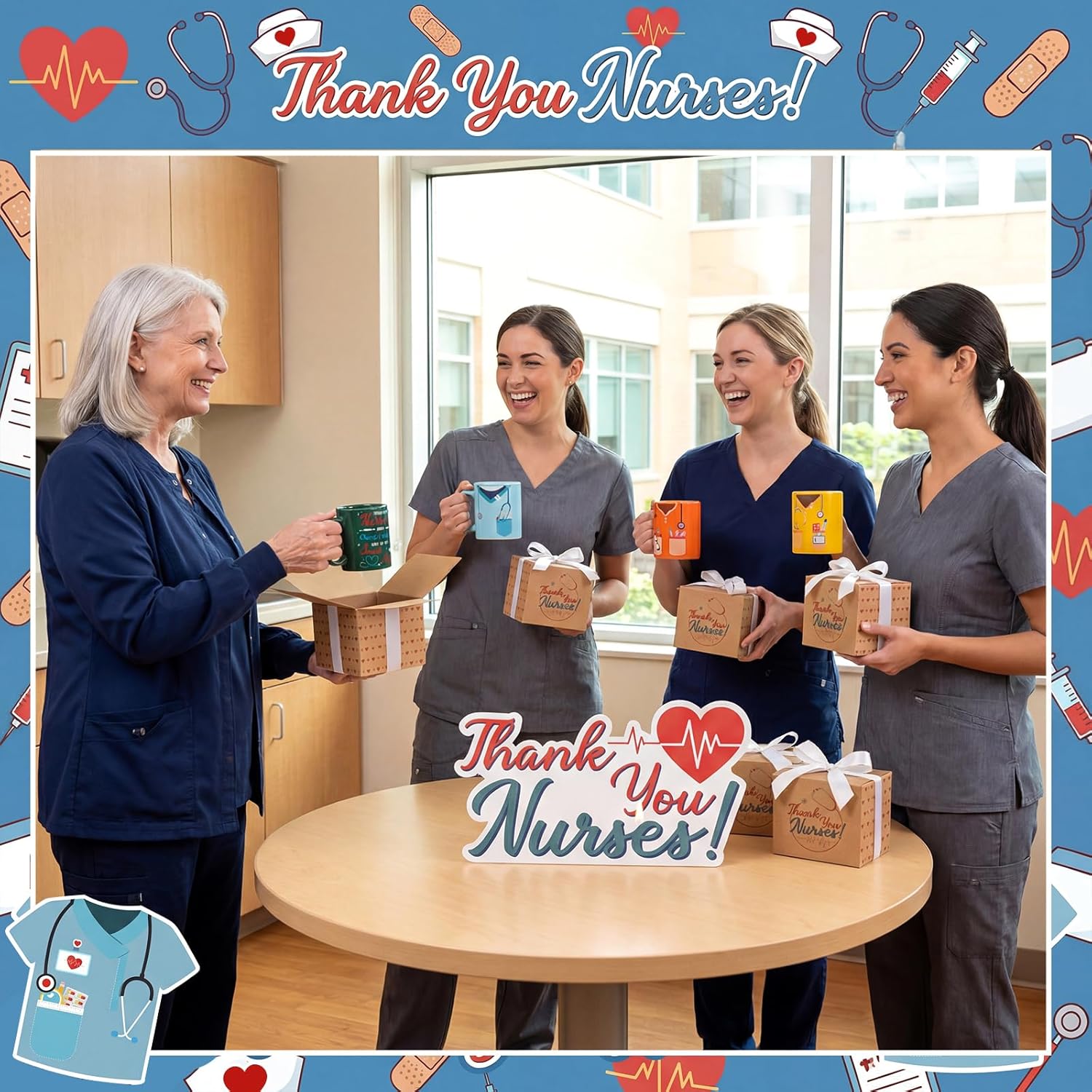 Hushee 8 Sets Nurses Week Gifts with 12 oz Nurse Coffee Mug and Motivational Card for Women Men Nurse Appreciation Gifts for Medical Assistant Hospital Worker Favors (Bright)