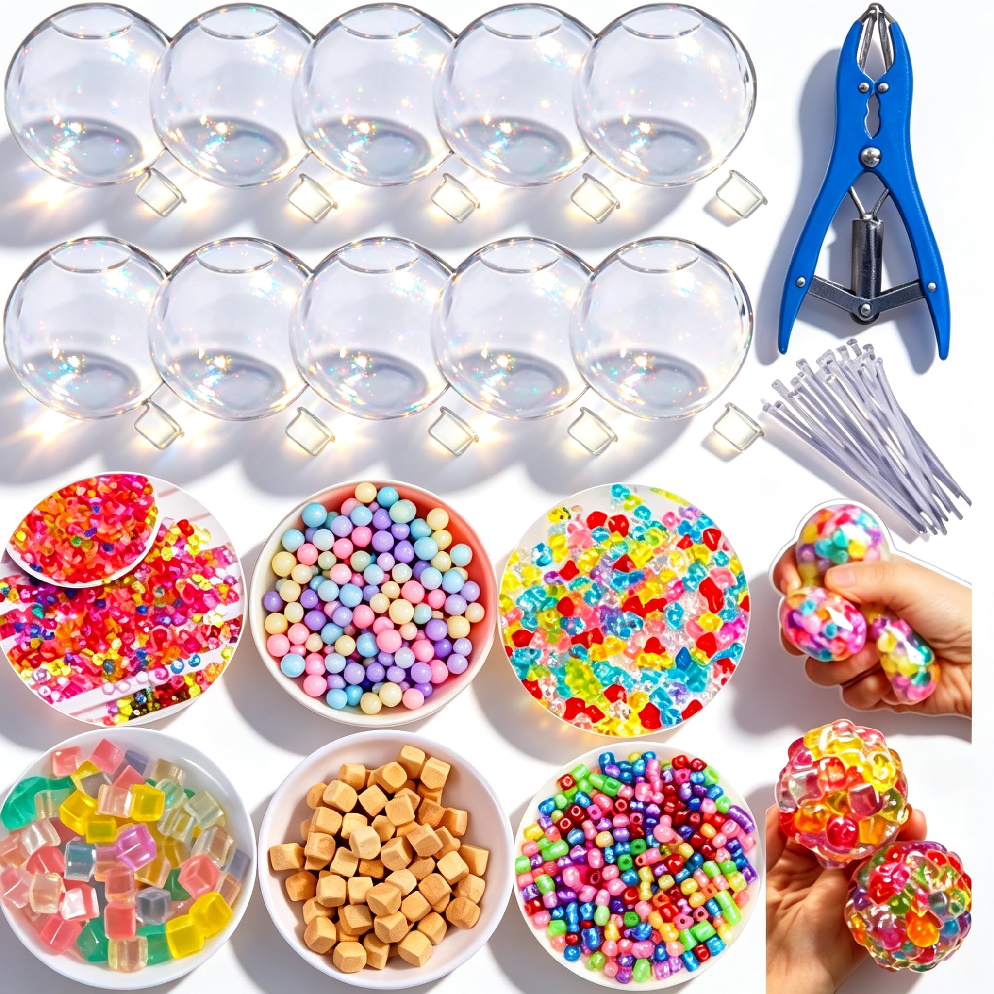 DIY Squishy Making Kit with 10 Round Stress Ball Skins and Fillers