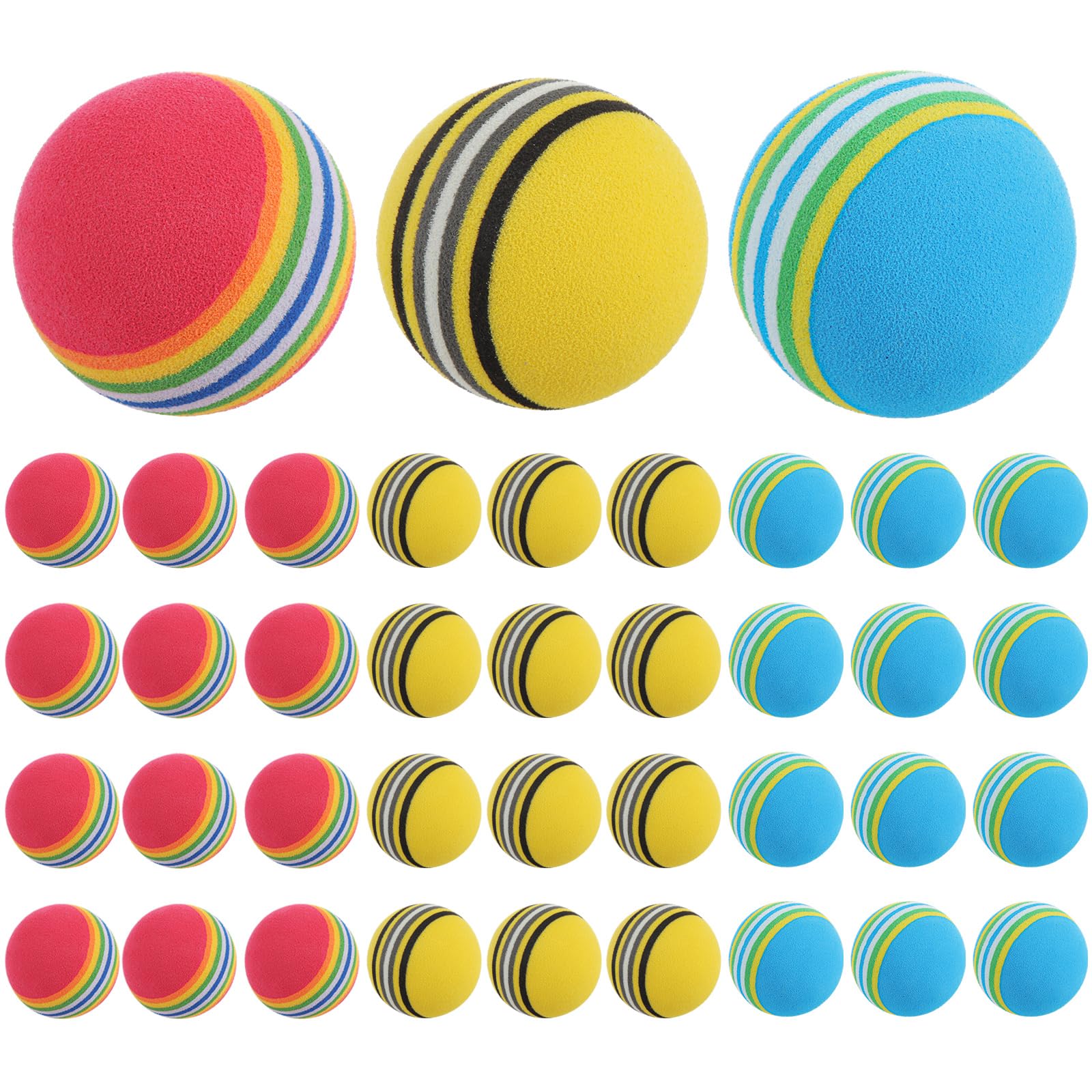ASelected 39PCS Practice Ball,Sponge Golf Training,Elastic Foam Ball,Soft Foam Garden Golf Balls for Indoor, Outdoor,Colorful Golf Practice Balls - Red,Blue,Yellow