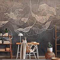 Vista 6 de artgeist Mural de pared Flores y plantas, 154 x 110 pulgadas, papel tapiz autoadhesivo extraíble grande, diseño impreso, mural de líneas de cemento