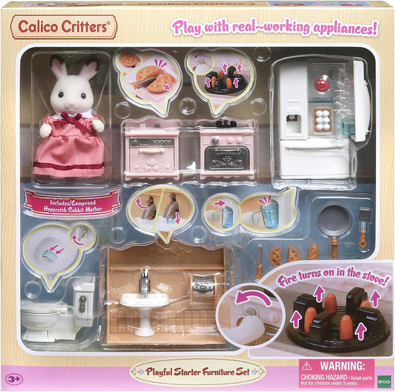 Calico Critters Playful Starter Furniture Set - Toy Dollhouse Furniture and Accessories Set with Collectible Figure Included