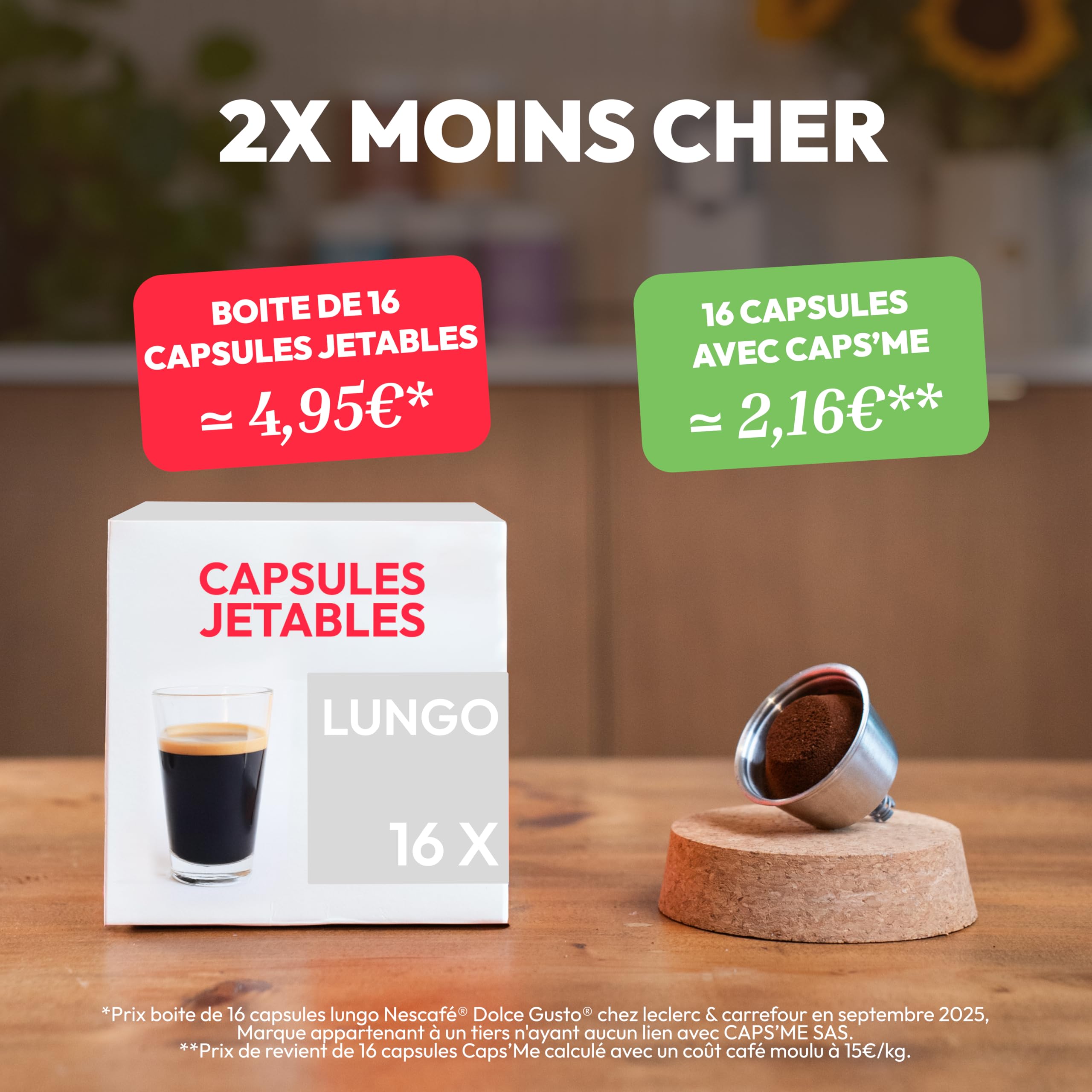CAPS ME - Kit de cápsula recargable compatible con Nescafé Dolce Gusto (1 Agitador + 1 Dosificador reutilizable de acero inoxidable con extractor de cápsulas integrado) - Económico y ecológico Fácil