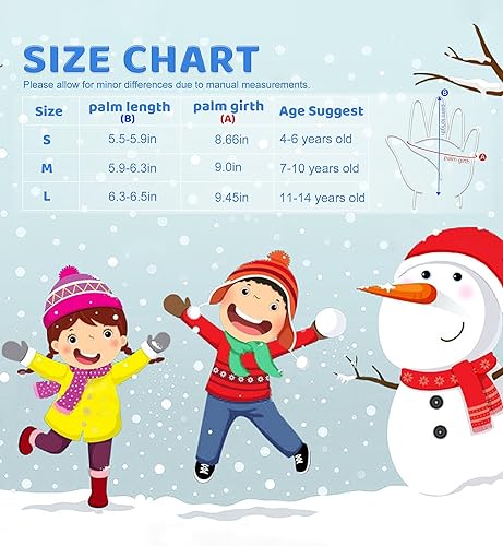 Miniatura 6 de ThxToms Guantes de invierno para niños, impermeables, guantes de nieve para niños y niñas, clima frío, deportes al aire libre, snowboard, bicicleta