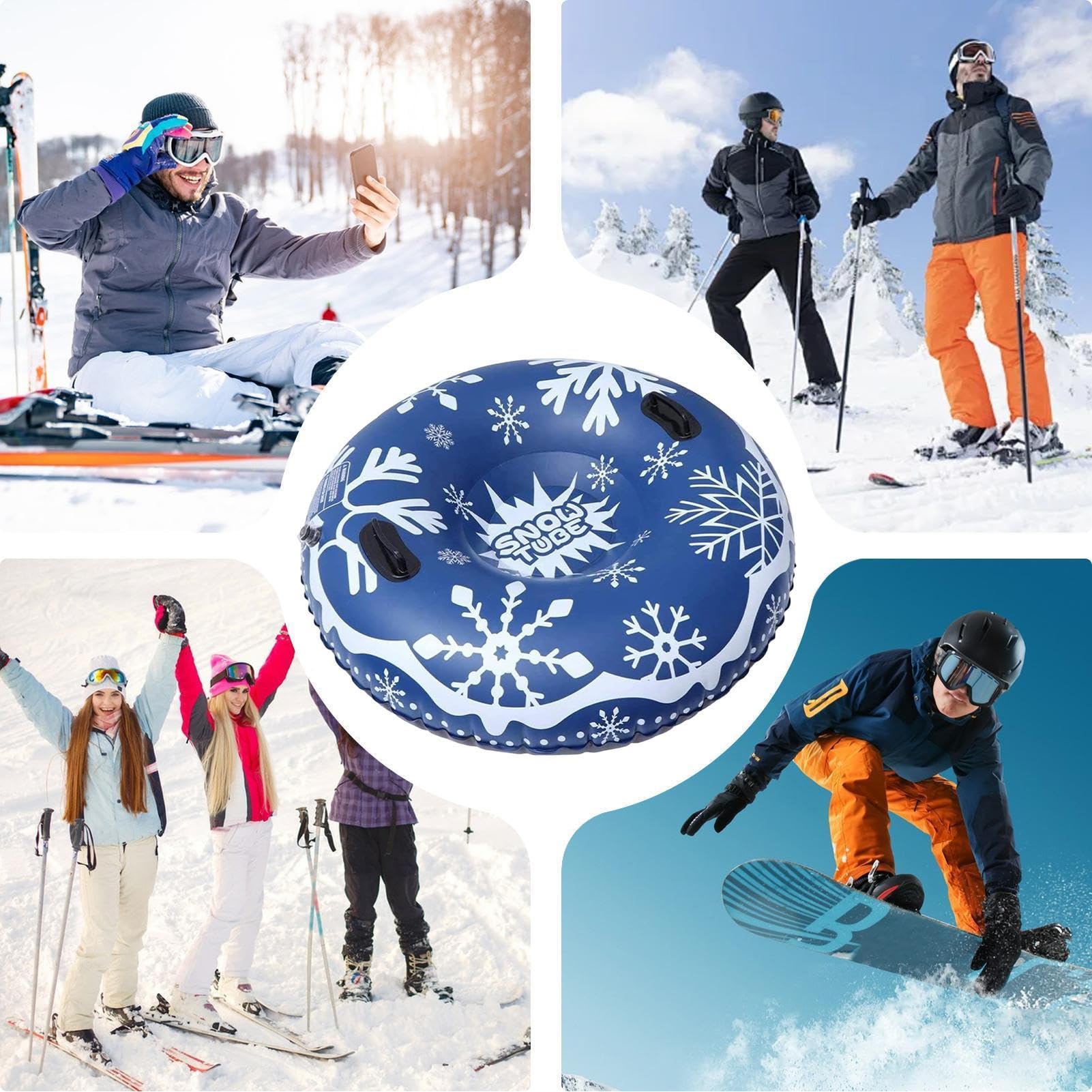 Slittino con tubi – anello gonfiabile per tubo di neve invernale, tubo per slittino dotato di manico resistente, divertente accessorio per la corsa all'aperto | Attrezzatura sicura per emozionanti