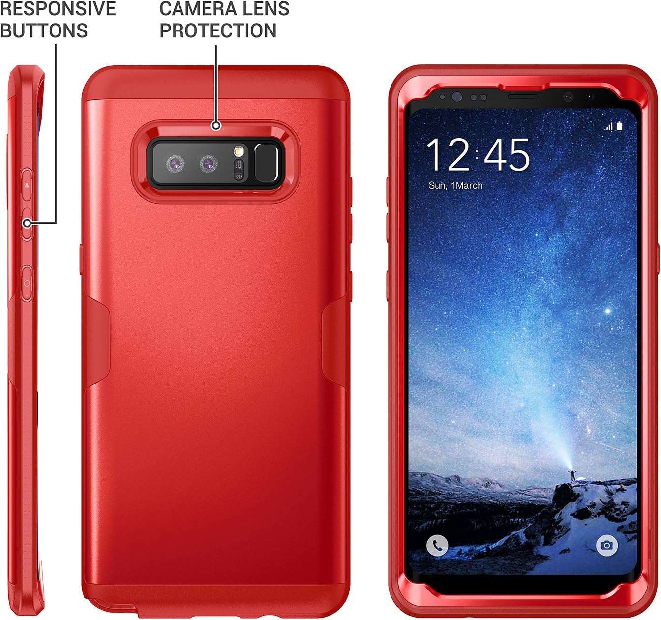 YOUMAKER Galaxy Note 8 Case, Full Body Heavy Duty Protection Shockproof Slim Fit Case Cover for Samsung Galaxy Note 8 (2017 Release) Without Built-in Screen Protector (Red)