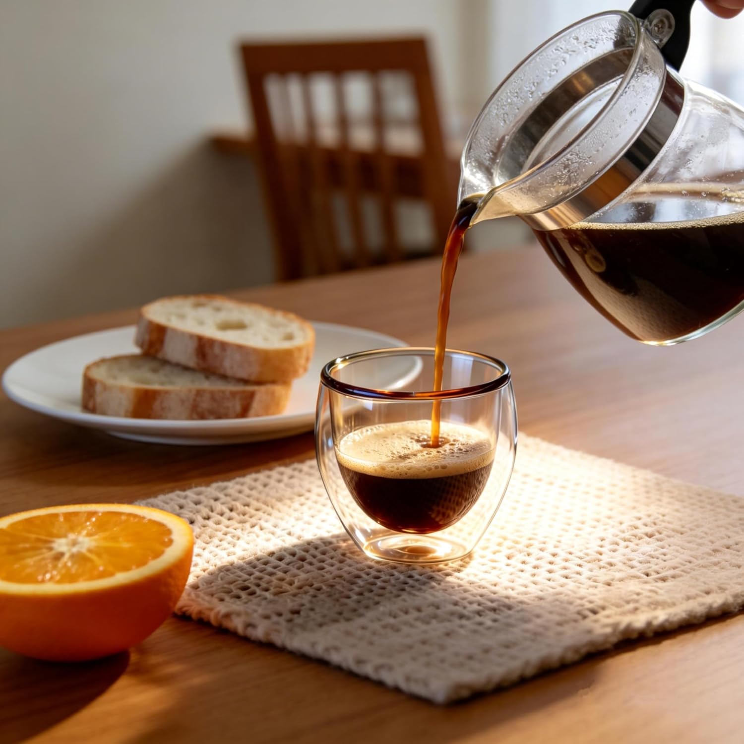 Double Walled Espresso Cups Set of 4, 5oz Clear Expresso Mugs, Small Insulated Espresso glasses for Coffee Machines