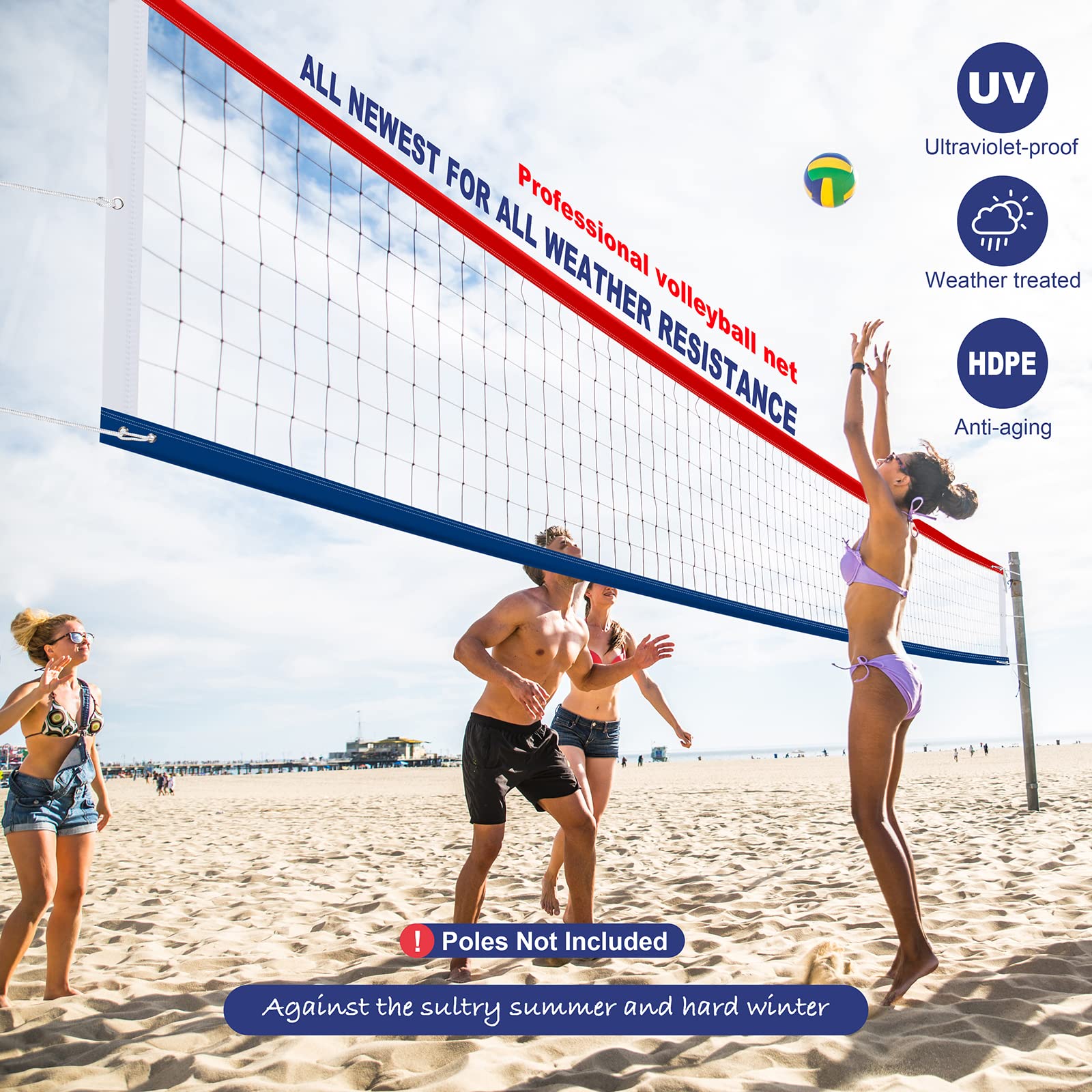 Filet de Volley-Ball Professionnel, résistant, câble en Acier aéronautique, Bandes latérales épaisses, extérieur et intérieur