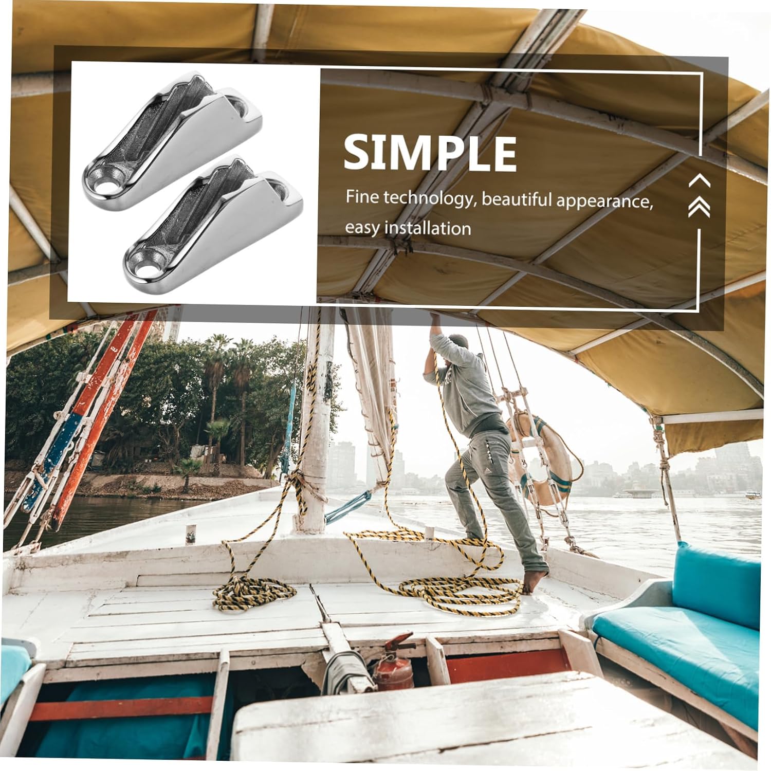 GANAZONO 2pcs Stainless Steel Boat Cleats for Rope Holding Kayak Clamp for Secure Line Management Elegant Design Easy Replacement for Sailing and Kayaking
