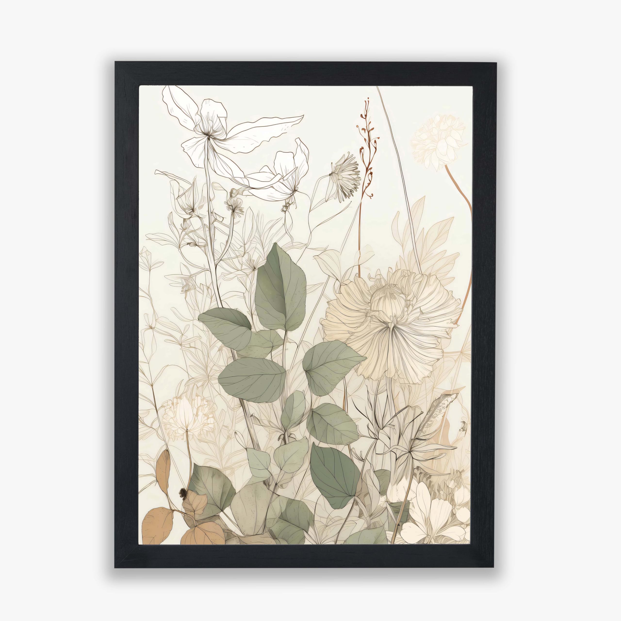 Spiffing Prints Whispering Botanicals No.6 – Impression botanique délicate en blush et vert – 50,8 x 76,2 cm – Toile encadrée