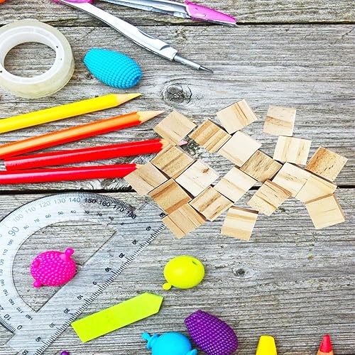 Miniatura 5 de XYSMZM 300 azulejos de madera en blanco, azulejos de madera en blanco para decoración de suministros de manualidades