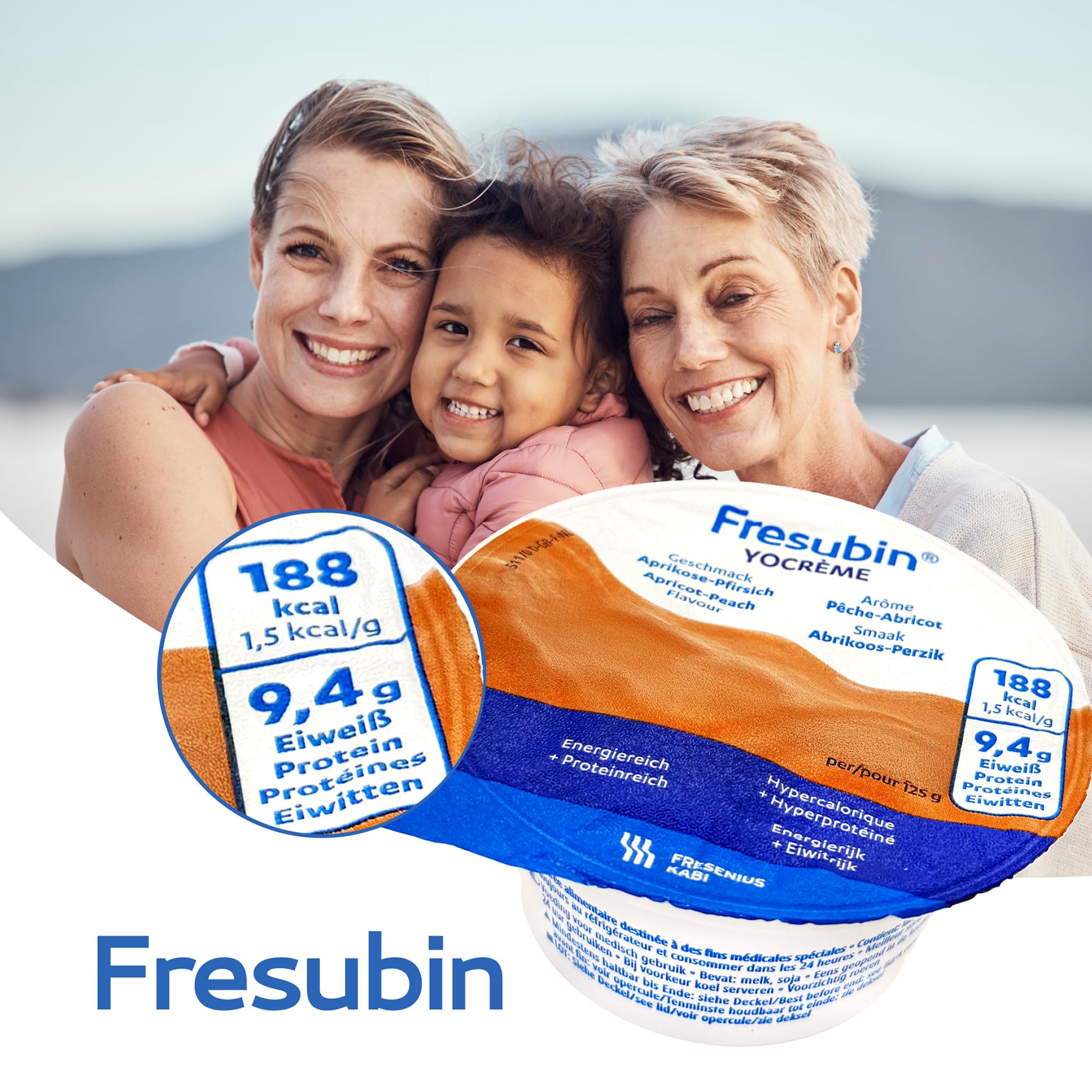 Fresubin YO Creme Aprikose-Pfirsich im Becher 24x125g - Hochkalorische Creme mit joghurt-frischem Aprikose-Pfirsich Geschmack zum Löffeln von Fresenius Kabi, 188 kcal pro Becher (125 g) (24er Pack)