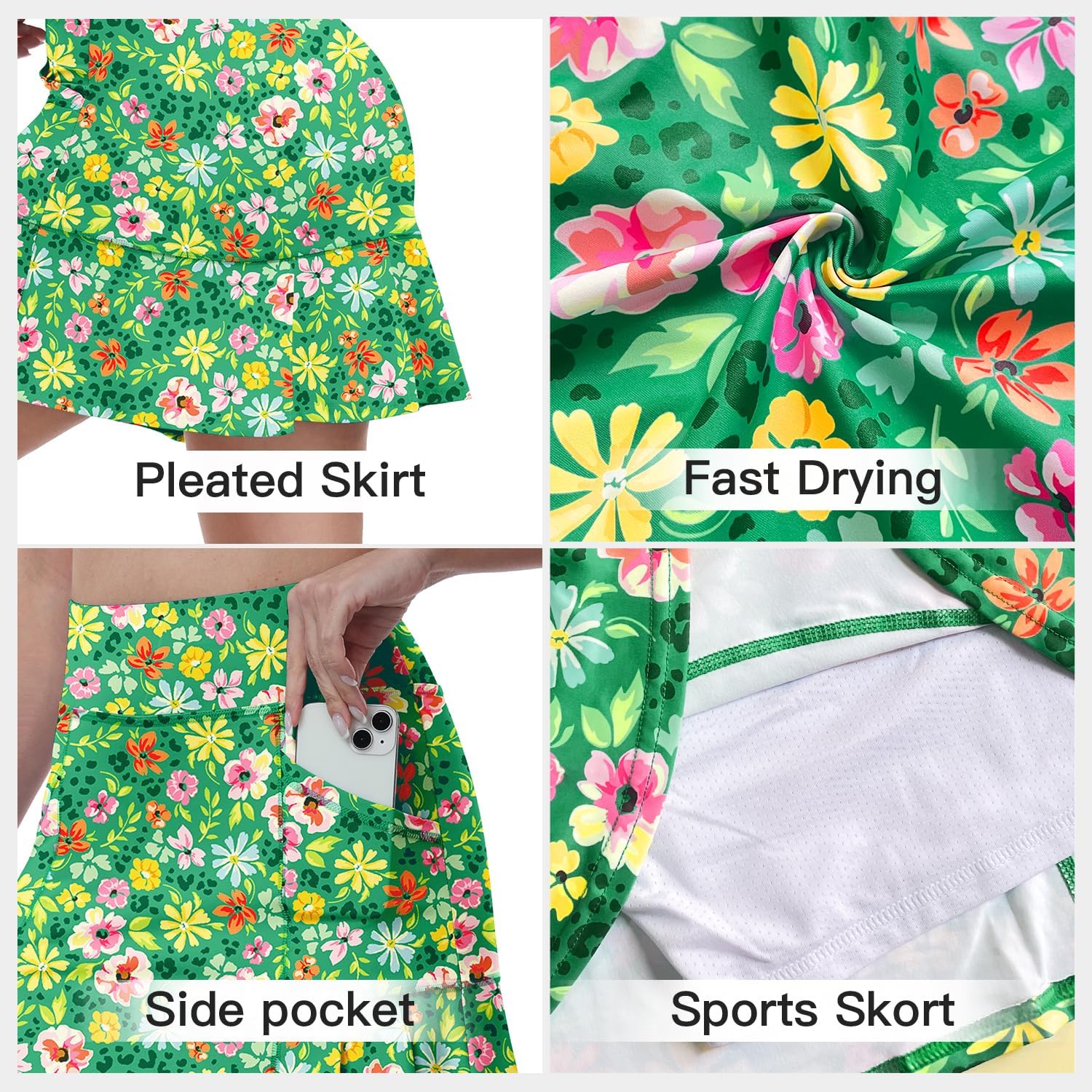 WOWENY Women's Athletic Tennis Skorts Skirts for Women Running Golf Skort with Pockets - Image 3