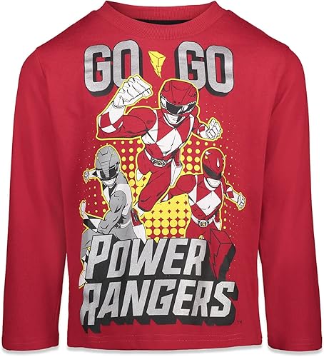 Miniatura 5 de Power Rangers Red Ranger Zach Blue Ranger Megazord, paquete de 2 camisetas para niños pequeños a niños pequeños