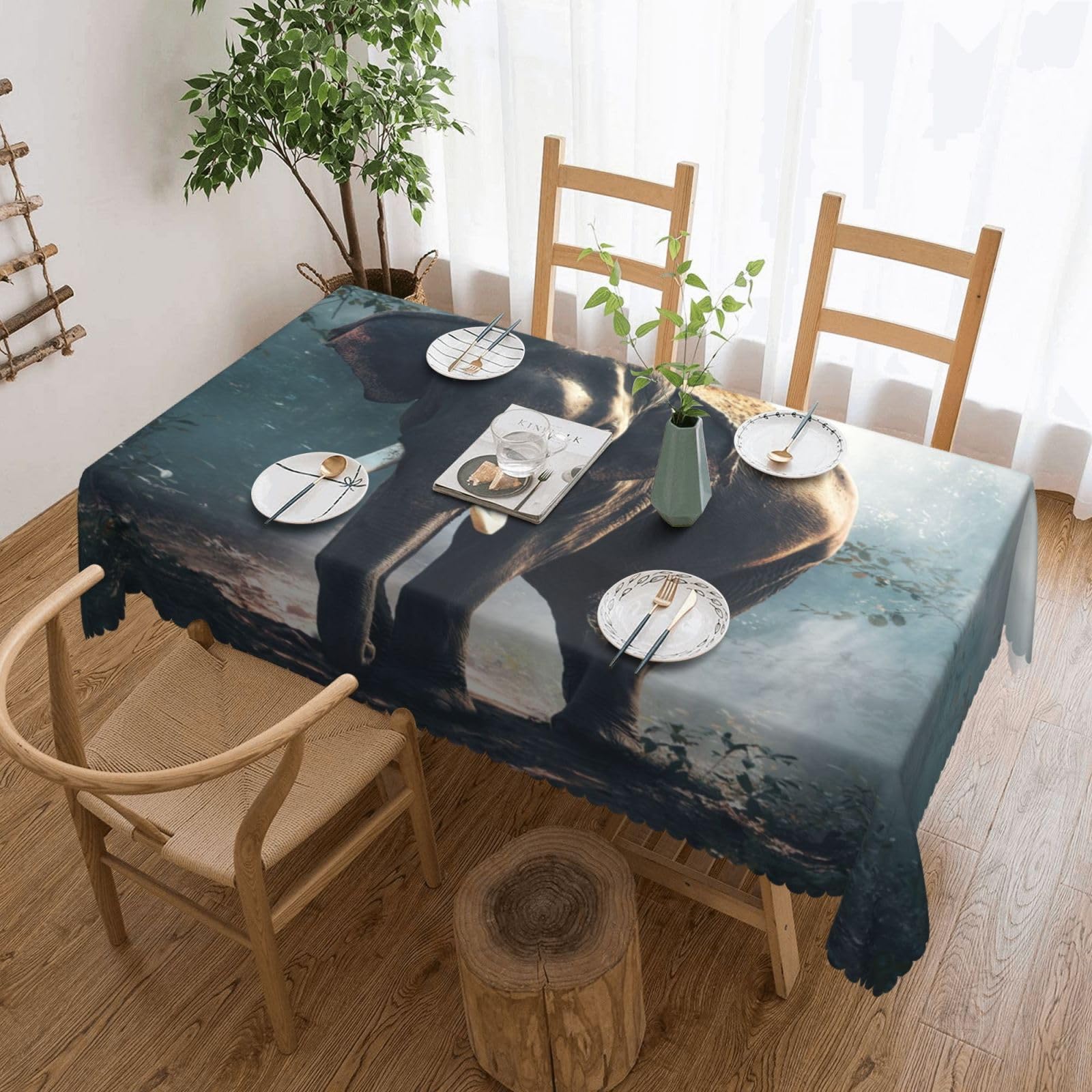 Nappe rectangulaire imperméable infroissable 137x183 pour salle à manger et fête