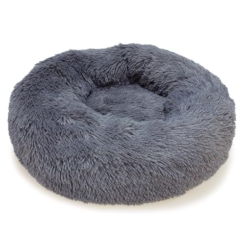 Arquivet Cama Redonda Suave Color Gris Oscuro 50 cm - Cama antiestrés para Perros - Muy cómoda y Relajante