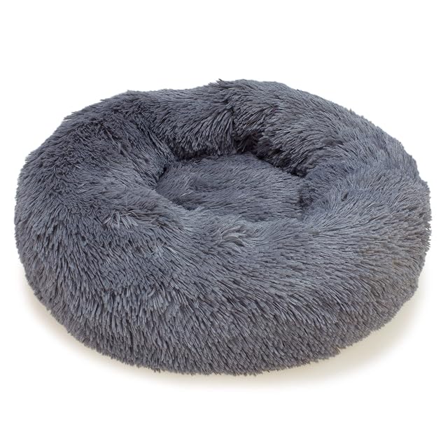 Arquivet Cama Redonda Suave Color Gris Oscuro 50 cm - Cama antiestrés para Perros - Muy cómoda y Relajante
