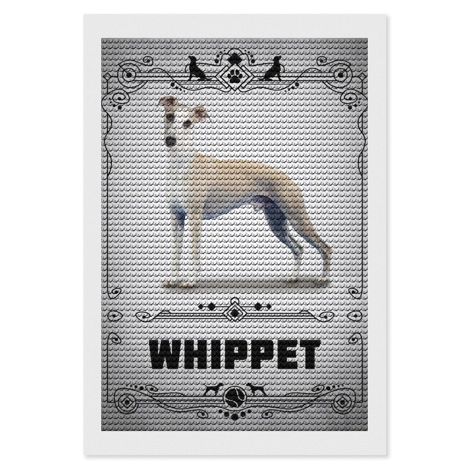 Junmoney Whippet Diamond Painting Canvas Set 8"x12", Satisfying Creative Project, Easy to Follow Symbols, Fun Craft Experience