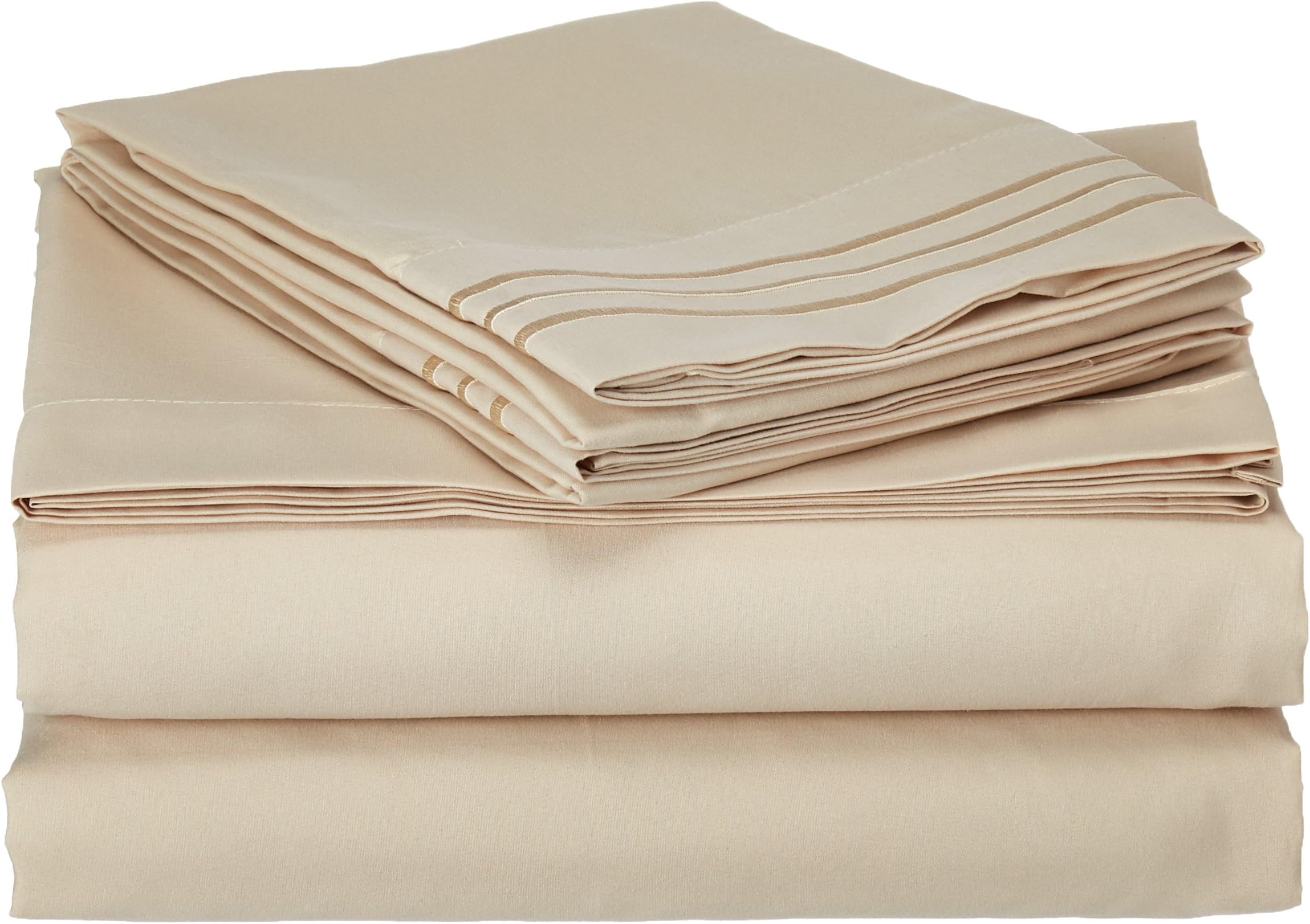 Supreme 1800 Series 4pc Bed Sheet Set Egyptian Quality Deep Pocket - Queen, Beige
