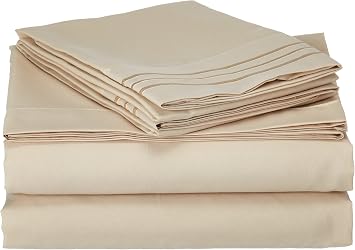 Sweet Home Collection Supreme 1800 Series 3PC Bed Sheet Set Egyptian Quality Deep Pocket - Twin, Beige