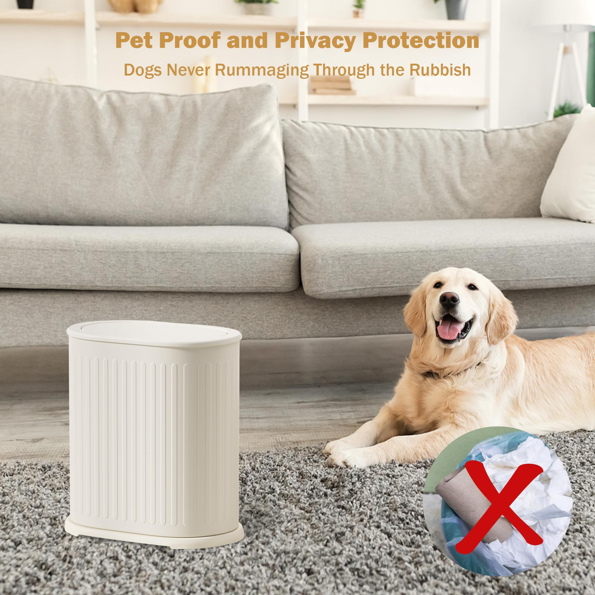 EGNMCR Poubelle De Salle De Bain Avec Couvercle Poubelle Avec Couvercle Pression Corbeille En Plastique Popup Pour Toilettes Bureau Chambre Salon