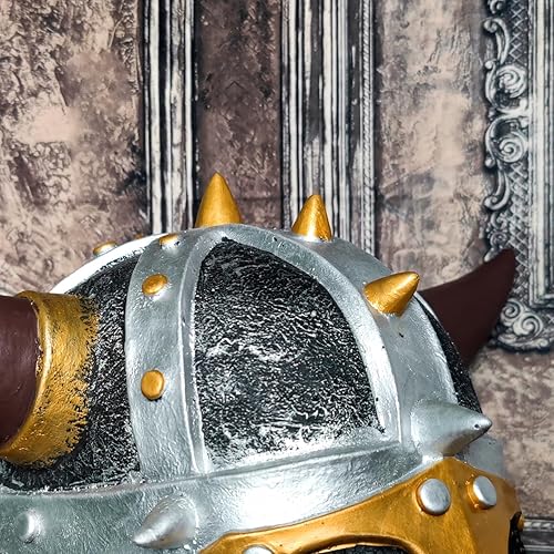 Miniatura 9 de Casco de disfraz de soldado de caballero de la Edad Media con máscara, casco vikingo con cuernos de la edad vikinga, sombrero de disfraz de arma