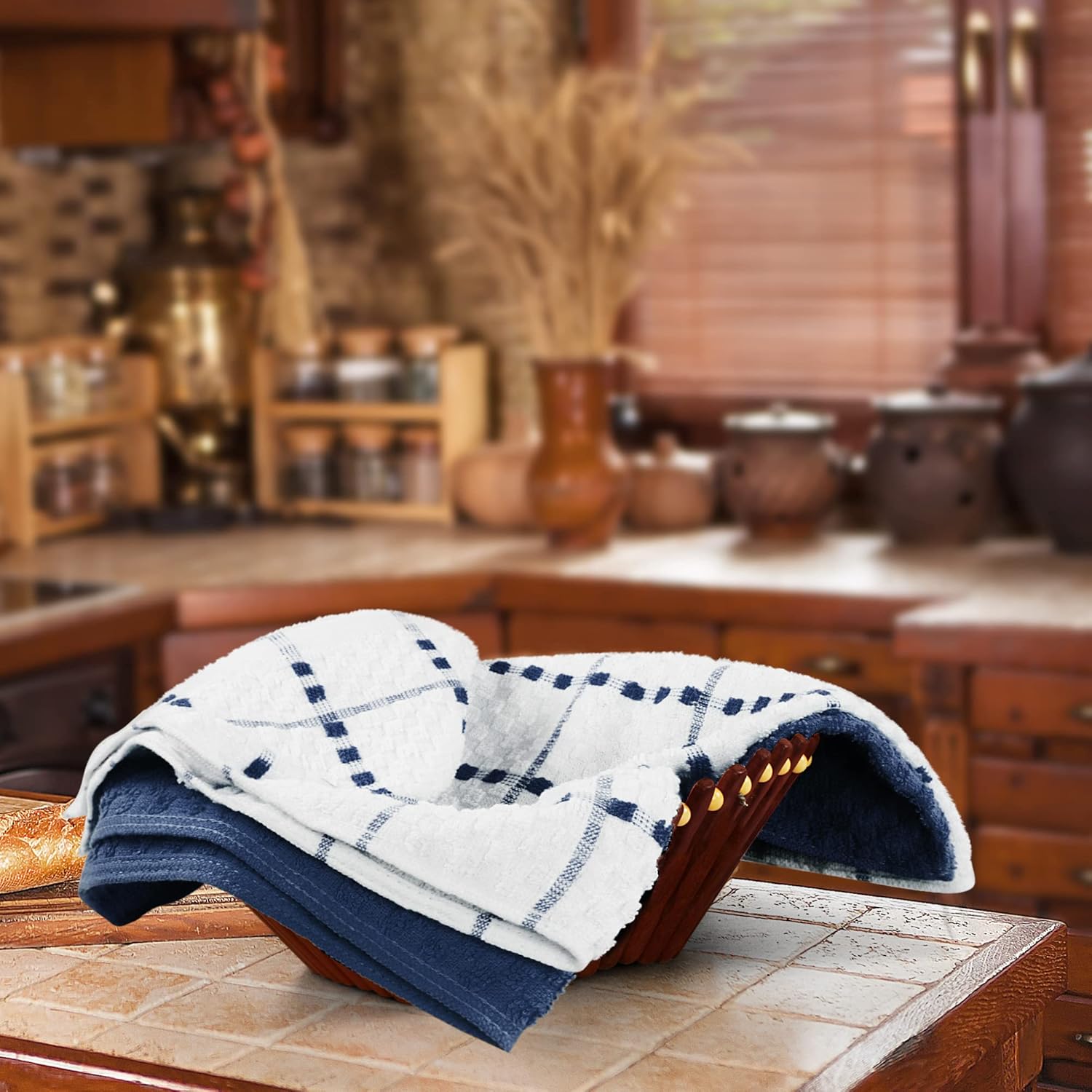 Utopia Towels - Kitchen Towels 12 Pack, 15 x 25 Inches, 100% Ring Spun Cotton Super Soft and Absorbent Linen Dish, Tea and Bar Towels Set, Navy