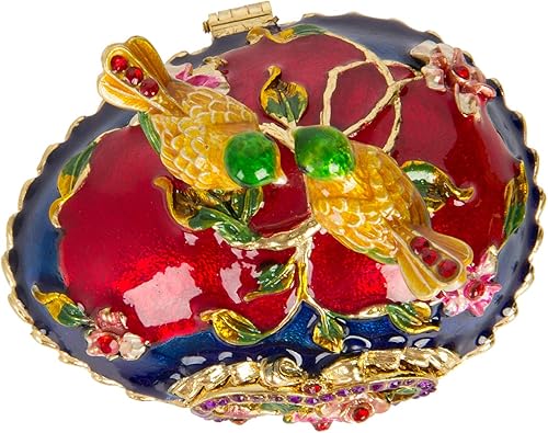 Miniatura 3 de QIFU Pintado a mano esmaltado estilo huevo Faberge decorativo con bisagras joyería baratija caja regalo único para decoración del hogar