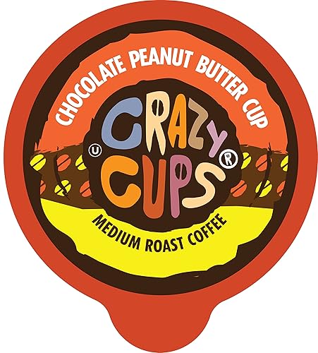 Crazy Cups - Cápsulas reciclables de café tostado medio saborizado p/K-Cup/Keurig, caliente o helado, sabor a Chocolate Peanut Butter (chocolate y