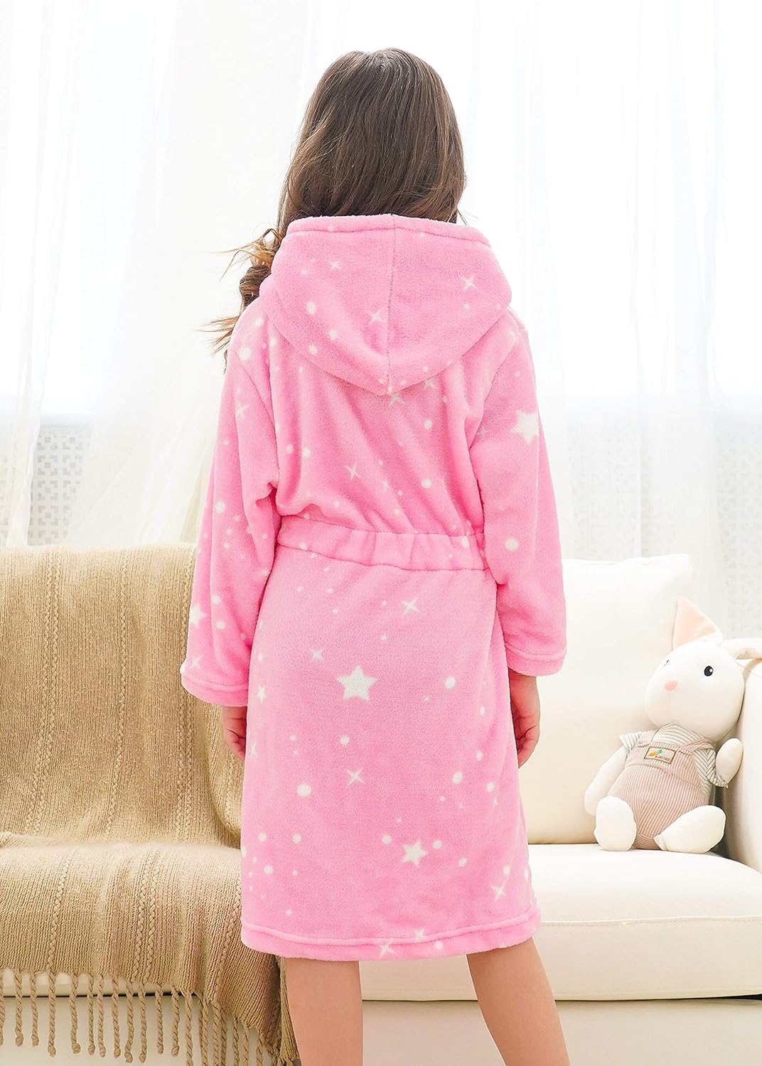 Doctor Unicorn Soft Hooded Rainbow Bathrobe Sleepwear for Girls image 4