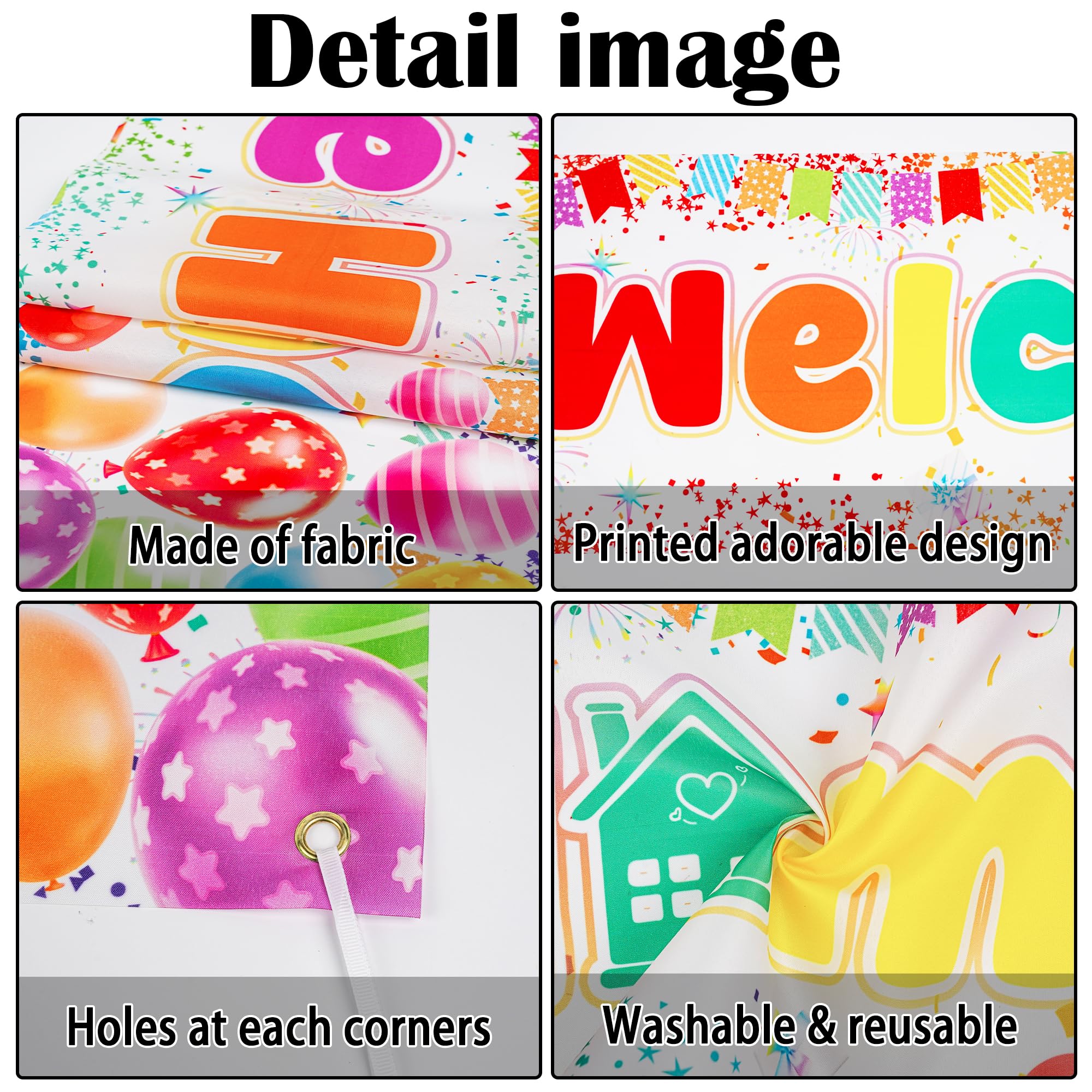 Welcome Home Banners Decorations Colorful, Welcome Banner Bunting 4m Circle Dot Garland Party Supplies - Image 4