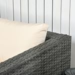Outsunny 3 Pieces Garden Rattan Furniture Set, 4 Seater Wicker Patio Furniture Outdoor Conversation Set with Loveseats Coffee Table Cushions for Backyard Pool, Beige