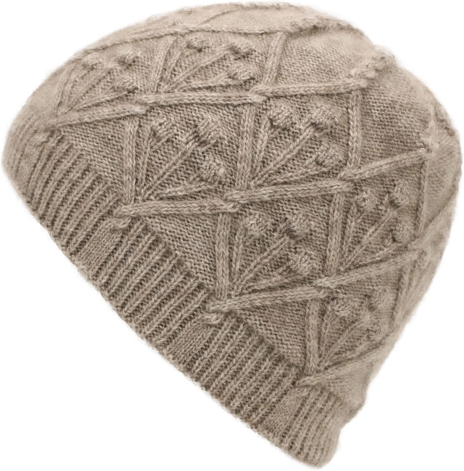 Women & Men Double-Layer Cashmere Wool Blend Warm Winter Slouchy Knit Beanie Stocking Cap Ski Hat for Women Men