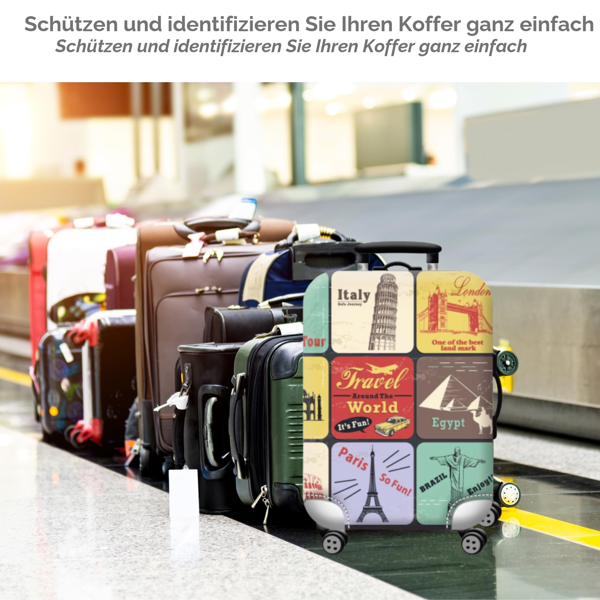 Kofferschutzhülle – Elastisch, Waschbar & Wiederverwendbar Kofferhülle – Gepäckschutz für Handgepäck, mittelgroße & große Koffer Schutzhülle – 4 Größen (S, M, L, XL) – Gepäckhülle