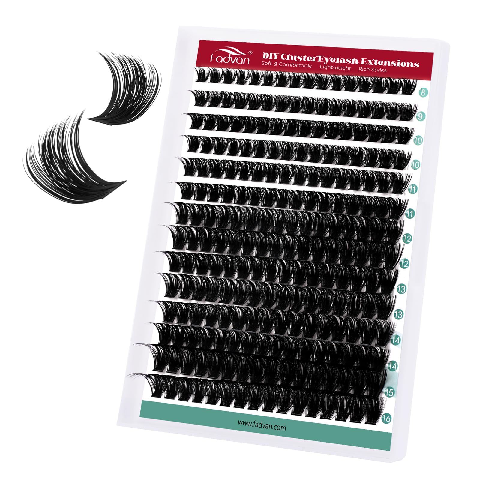 FADVAN Ciglia Finte Ciuffetti - 280pcs Extension Ciglia Fai Da Te Curvatura D Ciglia Naturali - Lash Clusters (100P-0.07D, Mix 8-16mm)