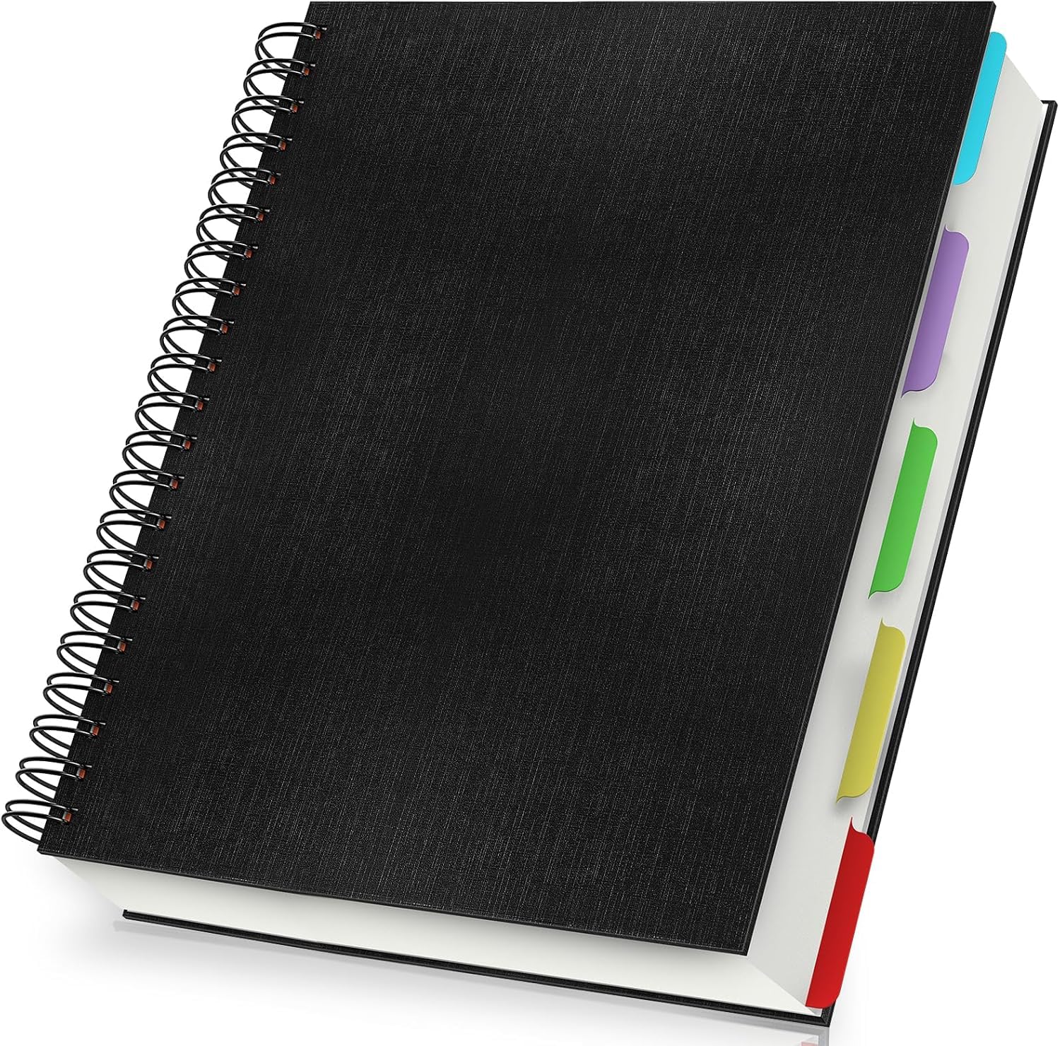 Yarotm A4 Notebook Hardback - 120 Sheets Spiral Bound Journal A4 with Dividers and 100GSM Cream Ruled Paper - Spiralbound Hardcover Notepad Lined 7mm for Gift, Black