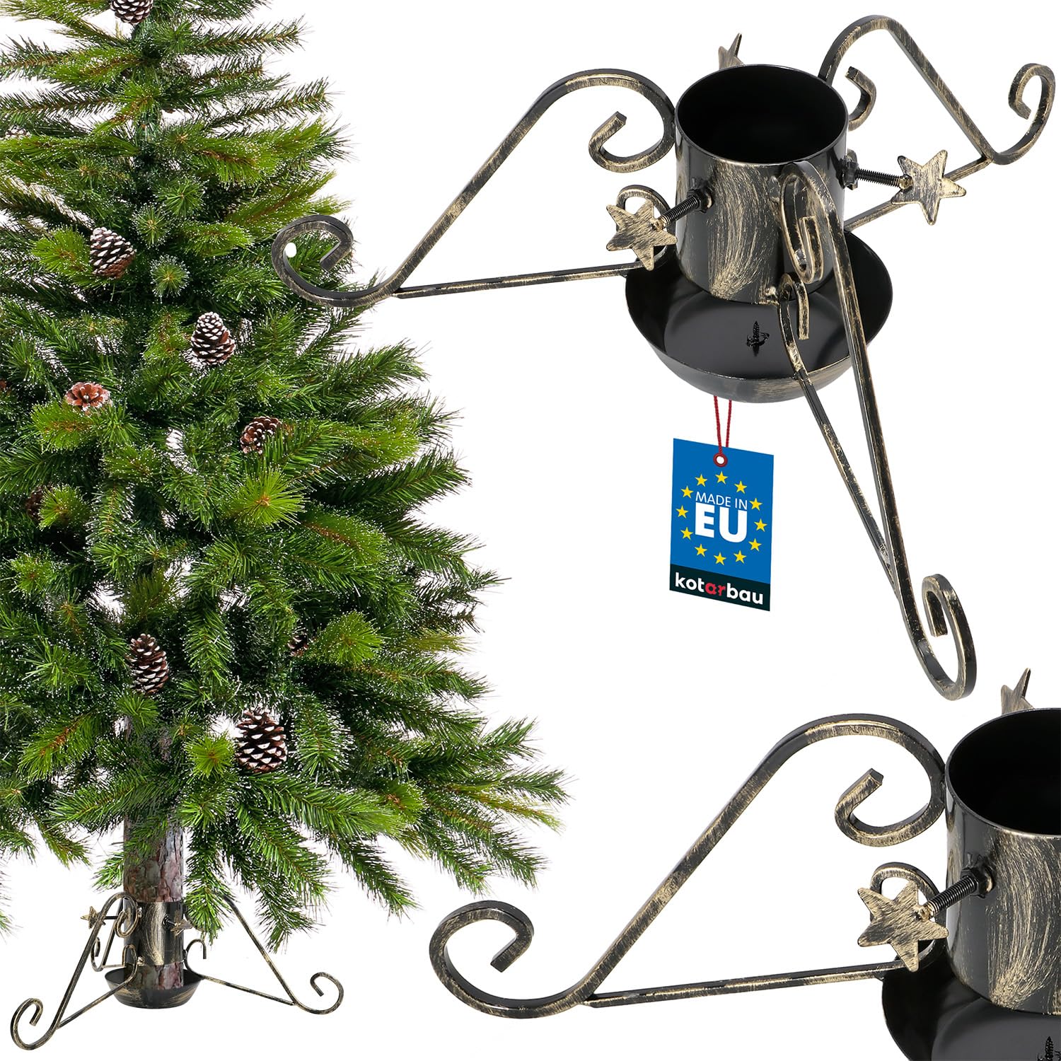KOTARBAU® Support pour sapin de Noël avec réservoir d’eau ⌀ 100 mm Support pour sapin de Noël Noir avec réservoir d’eau Support pour sapin de Noël Support pour arbre de Noël Support pour sapin de Noël